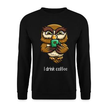 coffee brewed nocturnal bird - Unisex Sweatshirt - black - Front - Alina (178cm) & Michal (187cm)