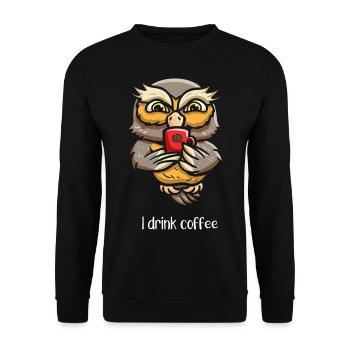 Je bois de l’oiseau contenant de la caféine - Sweat-shirt Unisexe - noir - Devant - Alina (178cm) & Michal (187cm)