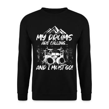Mes tambours appellent et je dois partir - Funny Drum pl - Sweat-shirt Unisexe - noir - Devant - Alina (178cm) & Michal (187cm)