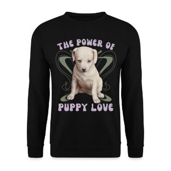 Süßer Labrador-Welpe Hund Valentinstag Spruch - Unisex Pullover - Schwarz - Vorne - Alina (178cm) & Michal (187cm)