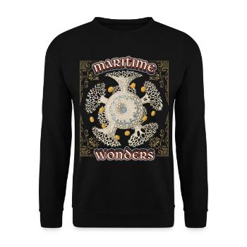 Illustration maritime vintage, créatures marines - Sweat-shirt Unisexe - noir - Devant - Alina (178cm) & Michal (187cm)