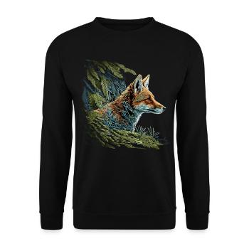 Fuchs Tierliebhaber Tierisch Tier Geschenkidee - Unisex Pullover - Schwarz - Vorne - Alina (178cm) & Michal (187cm)