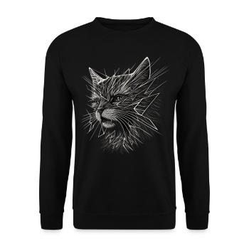 Katze Geschenkidee Katzen Motiv Katzenhalter - Unisex Pullover - Schwarz - Vorne - Alina (178cm) & Michal (187cm)
