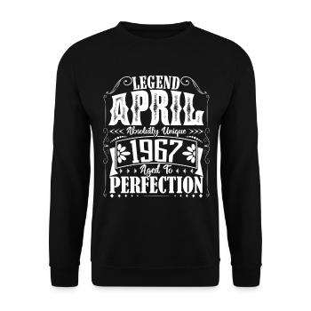 April 1967. Geburtstag April 1967. Geschenk 1967. - Unisex Pullover - Schwarz - Vorne - Alina (178cm) & Michal (187cm)