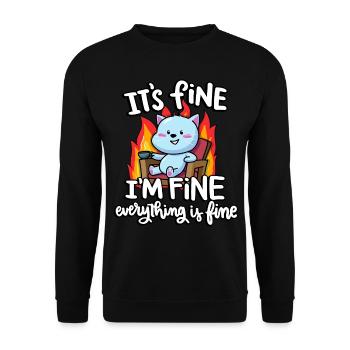 I'm fine everything is good chubby funny - Unisex Sweatshirt - black - Front - Alina (178cm) & Michal (187cm)