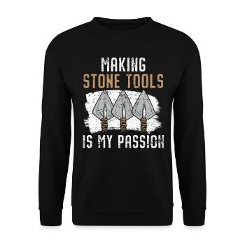 Making stone tools is my passion P - Unisex Sweatshirt - black - Front - Alina (178cm) & Michal (187cm)