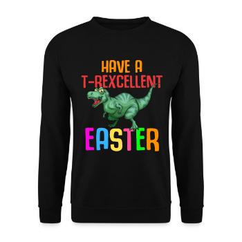 Easter T-rex Dinosaur Rabbit Easter Holiday - Unisex Sweatshirt - black - Front - Alina (178cm) & Michal (187cm)