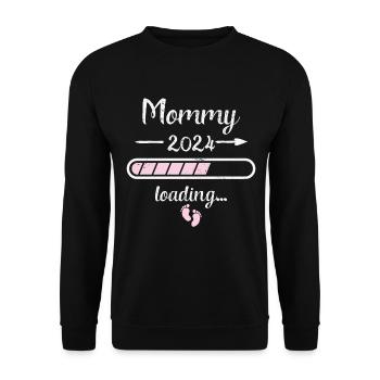 Maman 2024 Chargement Grossesse Mère Mère - Sweat-shirt Unisexe - noir - Devant - Alina (178cm) & Michal (187cm)