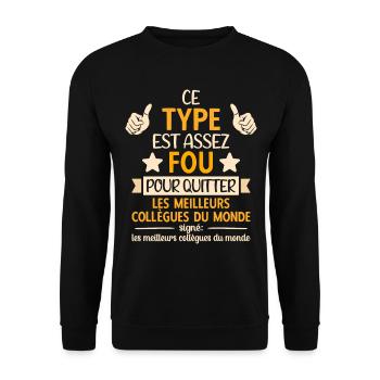 Départ Collègue de Travail Nouvel Emploi Retraite - Sweat-shirt Unisexe - noir - Devant - Alina (178cm) & Michal (187cm)