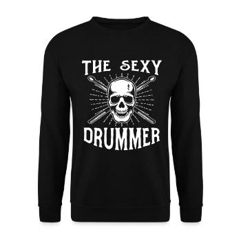 The Sexy Drummer - Drum Player Drummer Musician - Unisex Pullover - Schwarz - Vorne - Alina (178cm) & Michal (187cm)