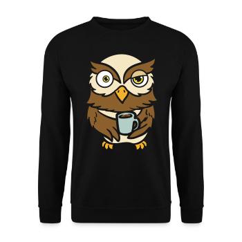 Owl Bird Owner Coffee Drinker - Unisex Sweatshirt - black - Front - Alina (178cm) & Michal (187cm)