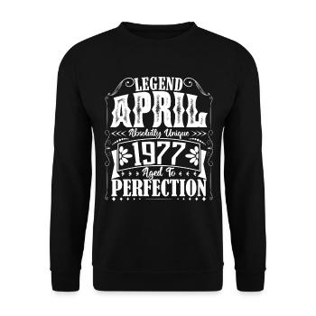 April 1977. Birthday April 1977. Gift 1977. - Unisex Sweatshirt - black - Front - Alina (178cm) & Michal (187cm)