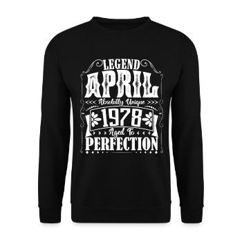 Avril 1978. Anniversaire avril 1978. Cadeau 1978. - Sweat-shirt Unisexe - noir - Devant - Alina (178cm) & Michal (187cm)