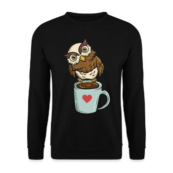 Koffeinierter Nachtvogel Koffein - Unisex Pullover - Schwarz - Vorne - Alina (178cm) & Michal (187cm)