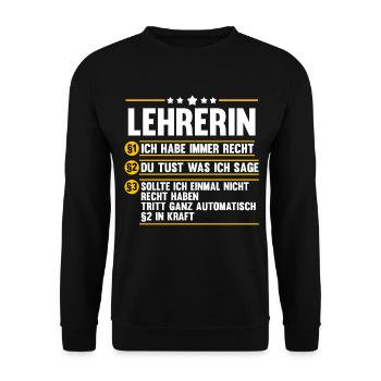 Schullehrerin Lehrerin - Unisex Pullover - Schwarz - Vorne - Alina (178cm) & Michal (187cm)