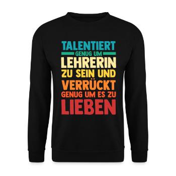 Schullehrerin Lehrerin - Unisex Pullover - Schwarz - Vorne - Alina (178cm) & Michal (187cm)