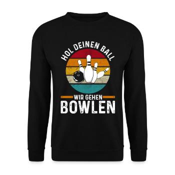 Bowler Bowlen Kegeln Bowling - Unisex Pullover - Schwarz - Vorne - Alina (178cm) & Michal (187cm)