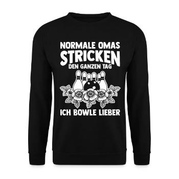 Oma Großmutter Bowler Bowlen Kegeln Bowling - Unisex Pullover - Schwarz - Vorne - Alina (178cm) & Michal (187cm)