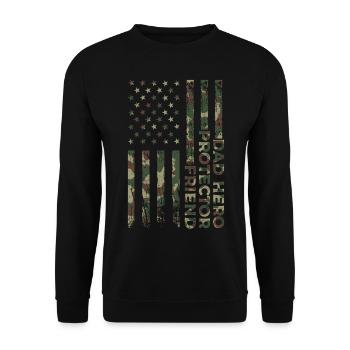 Papa Héros Protecteur Patriotique Américain - Sweat-shirt Unisexe - noir - Devant - Alina (178cm) & Michal (187cm)
