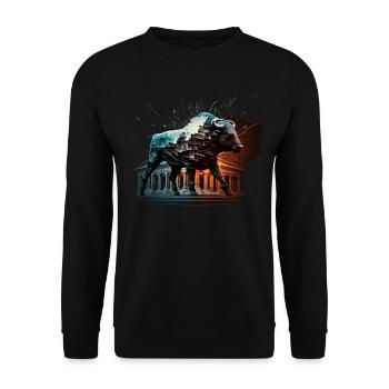 Bison Forest Wildlife Farmer Mountains Animal Animal Motif - Unisex Sweatshirt - black - Front - Alina (178cm) & Michal (187cm)