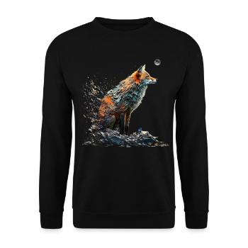 Tierliebhaber Geschenkidee Fuchs Rotfuchs Kunst - Unisex Pullover - Schwarz - Vorne - Alina (178cm) & Michal (187cm)