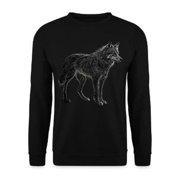 Wolf animal motif wolves gift birthday forest - Unisex Sweatshirt - black - Front - Alina (178cm) & Michal (187cm)