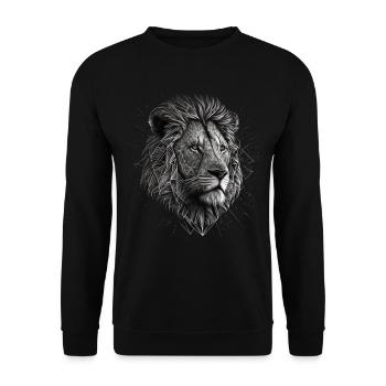 Löwe Geschenk Tiere Tiermotiv Zoo - Unisex Pullover - Schwarz - Vorne - Alina (178cm) & Michal (187cm)