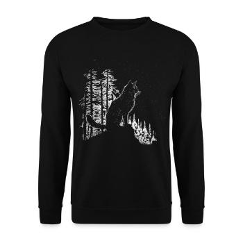 Katzen Tier Tierliebhaber Kunst Katze - Unisex Pullover - Schwarz - Vorne - Alina (178cm) & Michal (187cm)