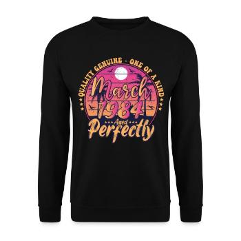 March 1984 anniversary 1984 Retro 1984 March - Unisex Sweatshirt - black - Front - Alina (178cm) & Michal (187cm)