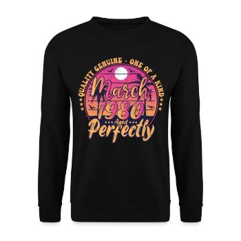 March 1980 anniversary 1980 Retro 1980 March - Unisex Sweatshirt - black - Front - Alina (178cm) & Michal (187cm)