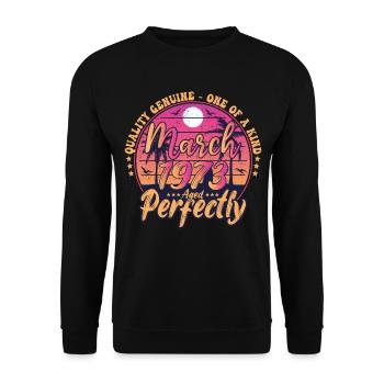 March 1973 anniversary 1973 Retro 1973 March - Unisex Sweatshirt - black - Front - Alina (178cm) & Michal (187cm)