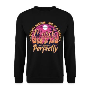 March 1977 anniversary 1977 Retro 1977 March - Unisex Sweatshirt - black - Front - Alina (178cm) & Michal (187cm)