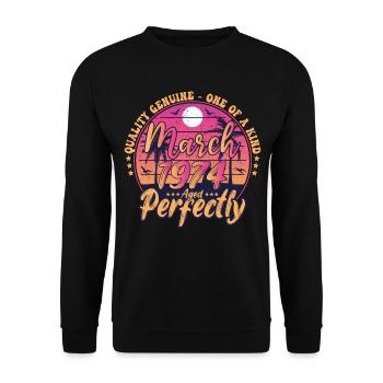 March 1974 anniversary 1974 Retro 1974 March - Unisex Sweatshirt - black - Front - Alina (178cm) & Michal (187cm)