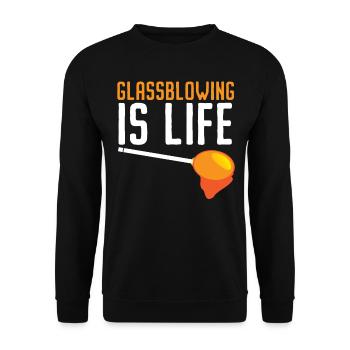 Glass blowing is life Blowpipe blowers Glassblowers - Unisex Sweatshirt - black - Front - Alina (178cm) & Michal (187cm)