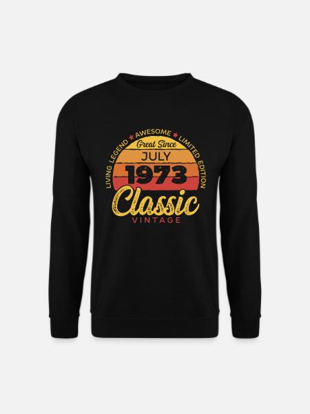 Retro 50 Jahre Juli 1973 Geburtstag Vintage Bday - Unisex Pullover - Schwarz