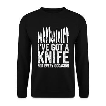 Messersammler Messer Sammeln - Unisex Pullover - Schwarz - Vorne - Alina (178cm) & Michal (187cm)