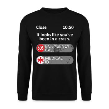 Es sieht so aus, als hättest du einen Unfall gehabt - Unisex Pullover - Schwarz - Vorne - Alina (178cm) & Michal (187cm)