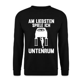 Auto Mechaniker KFZ Mechatroniker Tuner Schrauber - Unisex Pullover - Schwarz - Vorne - Alina (178cm) & Michal (187cm)