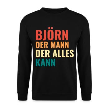 Björn Der Mann Der Alles Kann Vorname Björn - Unisex Pullover - Schwarz - Vorne - Alina (178cm) & Michal (187cm)