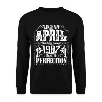 Avril 1987. Anniversaire avril 1987. Cadeau 1987. - Sweat-shirt Unisexe - noir - Devant - Alina (178cm) & Michal (187cm)