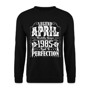 April 1985. Jahrestag April 1985. Geschenk 1985. - Unisex Pullover - Schwarz - Vorne - Alina (178cm) & Michal (187cm)