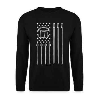 Drum USA Flag Drummer Drum Lover Drum USA Flag - Unisex Pullover - Schwarz - Vorne - Alina (178cm) & Michal (187cm)