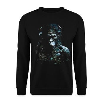 Monkey Music Gift Woman Art Animals Monkey Motif - Unisex Sweatshirt - black - Front - Alina (178cm) & Michal (187cm)