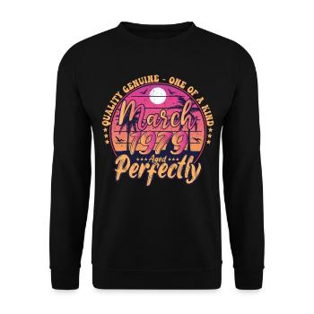 March 1979 anniversary 1979 Retro 1979 March - Unisex Sweatshirt - black - Front - Alina (178cm) & Michal (187cm)