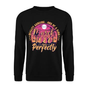 March 1986 Birthday 1986 Retro 1986 March - Unisex Sweatshirt - black - Front - Alina (178cm) & Michal (187cm)