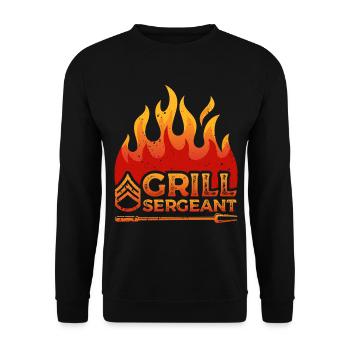Grill Sergeant Flame Decor Proud Dad Griller - Unisex Sweatshirt - black - Front - Alina (178cm) & Michal (187cm)
