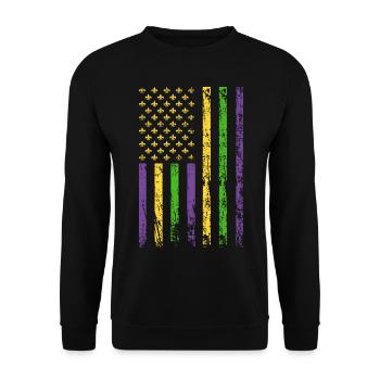 American Flag Holiday Fool Mask - Unisex Sweatshirt - black - Front - Alina (178cm) & Michal (187cm)