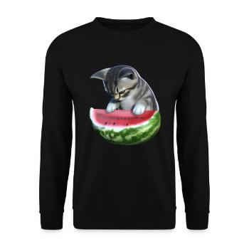 Chat et pastèque - Sweat-shirt Unisexe - noir - Devant - Alina (178cm) & Michal (187cm)