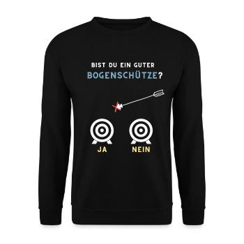 Bist du ein guter Bogenschütze ja nein - Unisex Pullover - Schwarz - Vorne - Alina (178cm) & Michal (187cm)