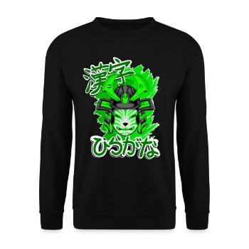Kitsun Vaporwave Japanische Kami Vaporwave Kitsune - Unisex Pullover - Schwarz - Vorne - Alina (178cm) & Michal (187cm)